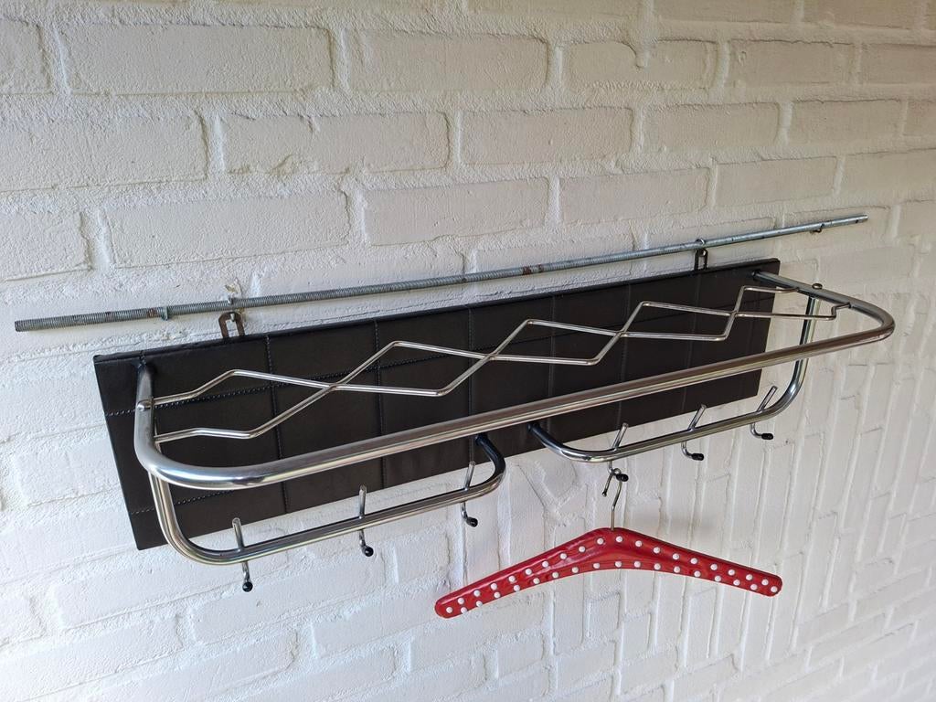 Vintage retro kapstok chroom Design Mid Century jaren 60., Wandkapstok, Gebruikt, Ophalen of Verzenden, Minder dan 100 cm