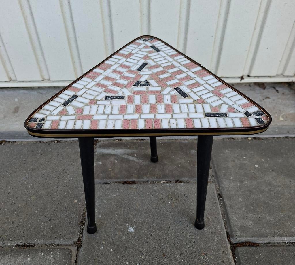 Vintage jaren 50 60 mozaïek plantentafeltje, Ophalen, Gebruikt, Hout