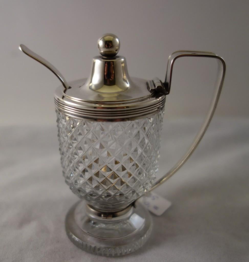 Antiek Kristallen Mosterdpotje met Zilver -1816, Antiek en Kunst, Ophalen of Verzenden, Zilver