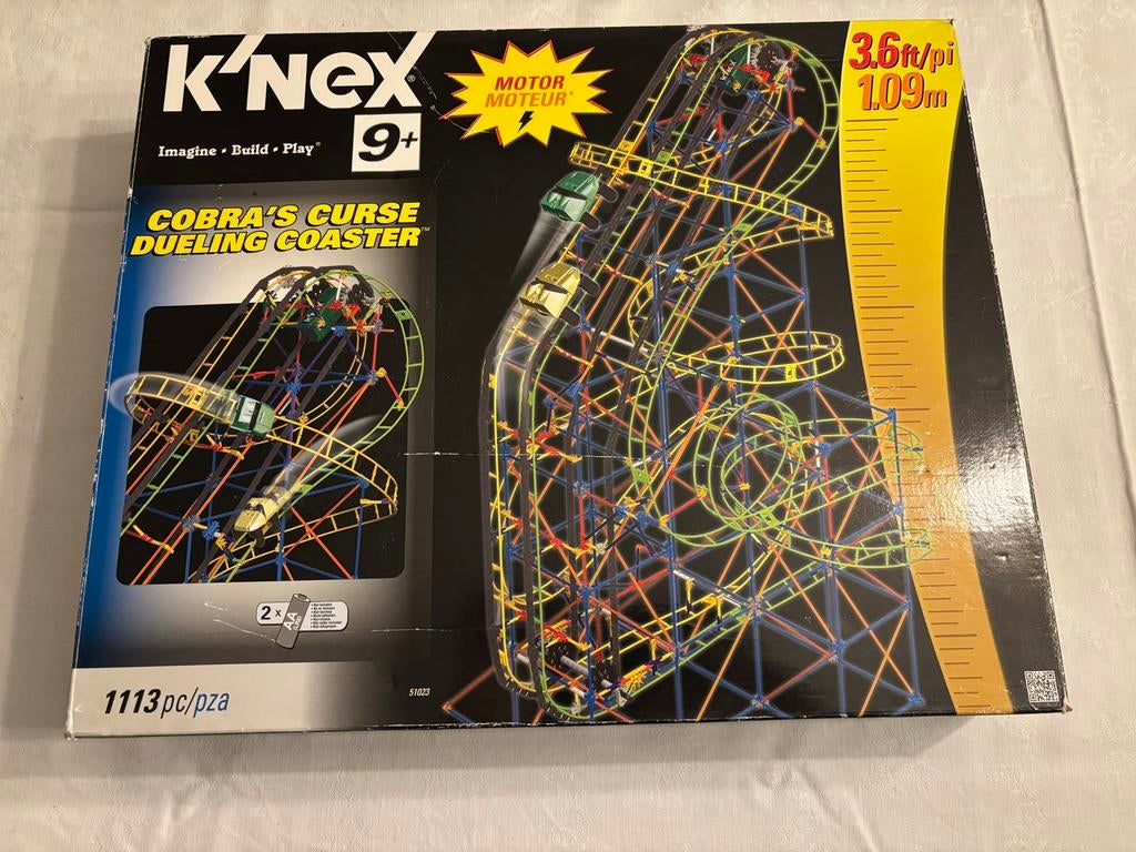 K'nex Cobra's Curse Dueling Coaster - 1113 stuks compleet!, Ophalen of Verzenden, Zo goed als nieuw, K'nex