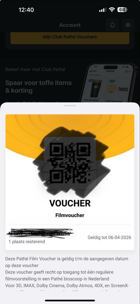 Pathe bioscoopkaarten 4x, Drie personen of meer, Vrijkaartje alle films