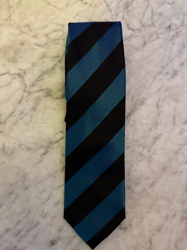 Frans Molenaar gestreepte stropdas, Ophalen of Verzenden, Zo goed als nieuw, Blauw, Met patroon