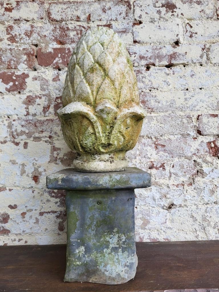 Oude tuinornament, dennenappels/ allegonda, Antiek en Kunst, Curiosa en Brocante, Ophalen of Verzenden