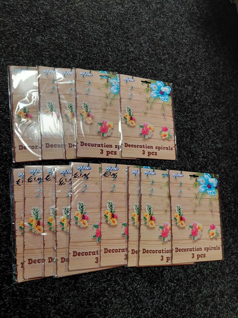 Partij Hawaii Decoratie Spiralen Dubbelzijdig - 14x3 stuks, Ophalen of Verzenden, Nieuw, Versiering, Overige