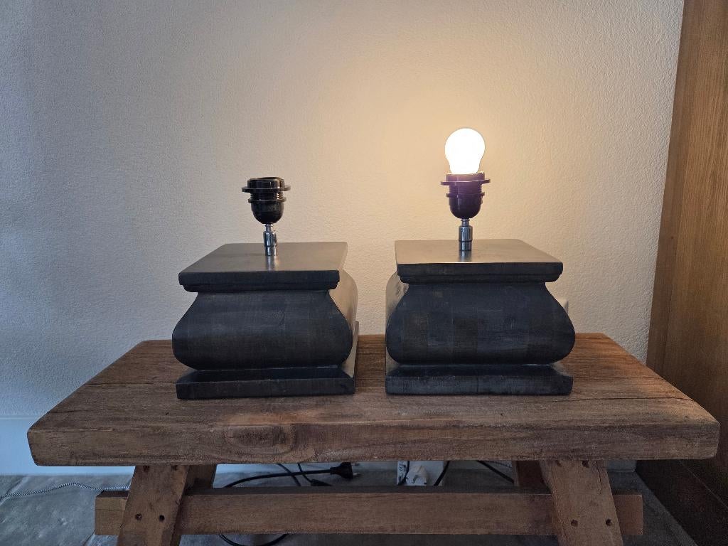 Houten lampenvoet, Huis en Inrichting, Lampen | Tafellampen, Ophalen, Gebruikt, Hout, Minder dan 50 cm
