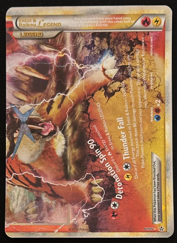Entei & Raikou Legend (Bottom) 91/95 Ultra Rare, Ophalen of Verzenden, Nieuw, Losse kaart