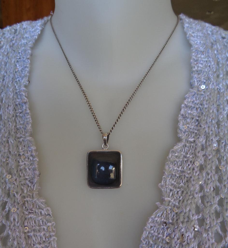 zilveren ketting met hanger regenboog obsidaan [096], Verzenden, Zo goed als nieuw, Met edelsteen, Zilver