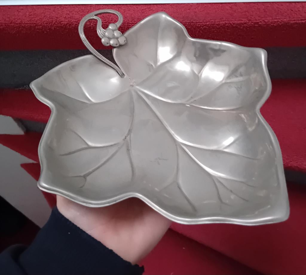 70’s verzilverd schaaltje in vorm van een druivenblad, Ophalen of Verzenden