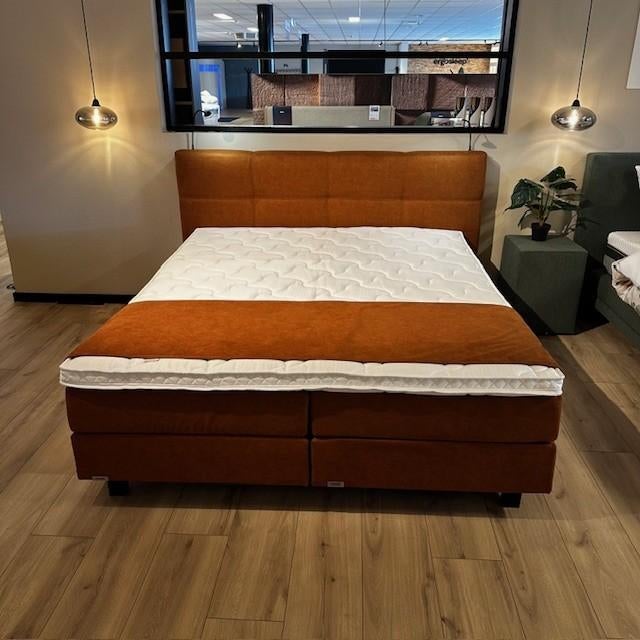 Avek Ninety Boxspring - 180x210cm, Ophalen, Bruin, 180 cm, Stof