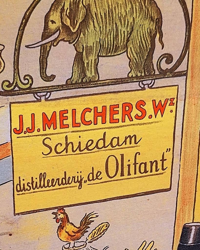 Originele reclameplaat Heel Nederland wenst Olifant Jenever., Verzamelen, Ophalen, Reclamebord, Gebruikt, .