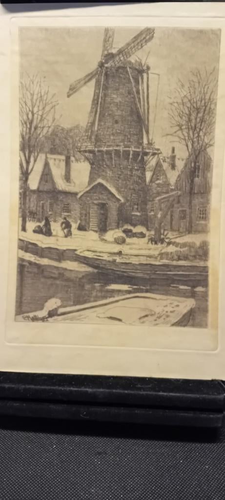 OSCAR PAUL MATTHES. Molen in de winter., Ophalen of Verzenden