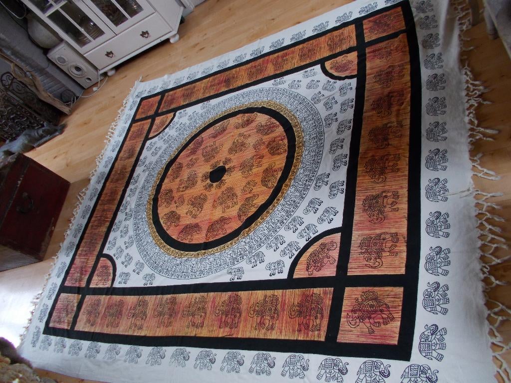 Ethnic groot katoenen kleed met olifanten print, Verzenden, Zo goed als nieuw