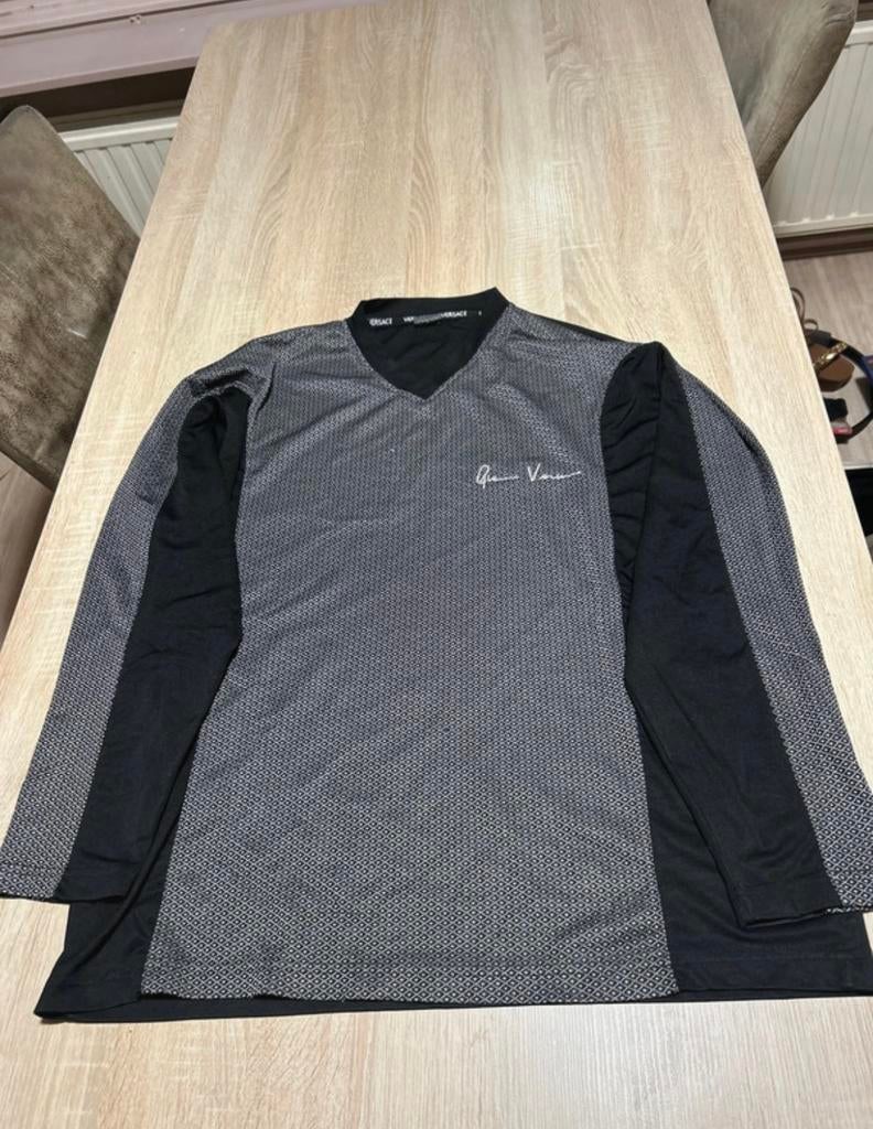 Vintage Gianni Versace Longsleeve Shirt, Ophalen of Verzenden, Gedragen, Overige maten, Zwart