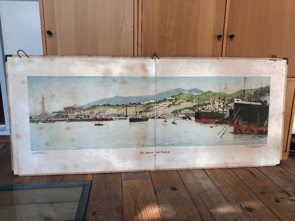 schoolplaat "De haven van Genua", Ophalen of Verzenden, Geschiedenis