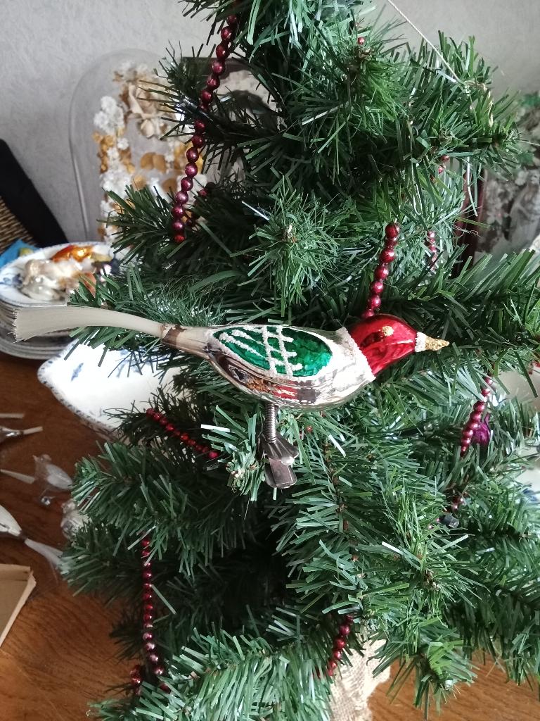 eer mooi oudere glazen vogeltje op clip groter model gesui, Ophalen of Verzenden