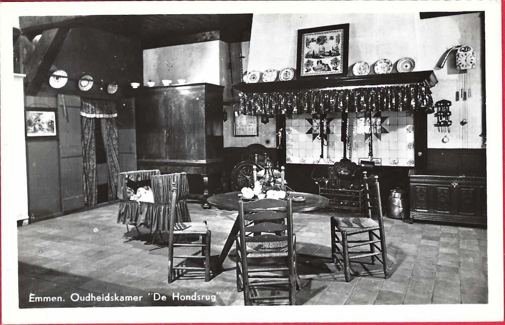 Ansichtkaart Emmen - Oudheidskamer De Hondsrug, Ophalen of Verzenden, 1940 tot 1960, Ongelopen, Drenthe