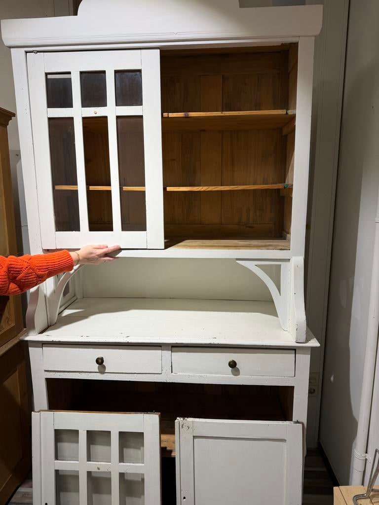 Houten kast wit met lades en deurtjes - overschilderbaar, Ophalen, Gebruikt, 100 tot 150 cm, 200 cm of meer