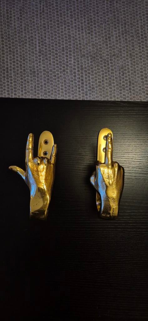 Pols Potten Gouden Kapstokken - Middenvinger & Rock Hand, Ophalen of Verzenden, Zo goed als nieuw, Metaal, Wandhaken