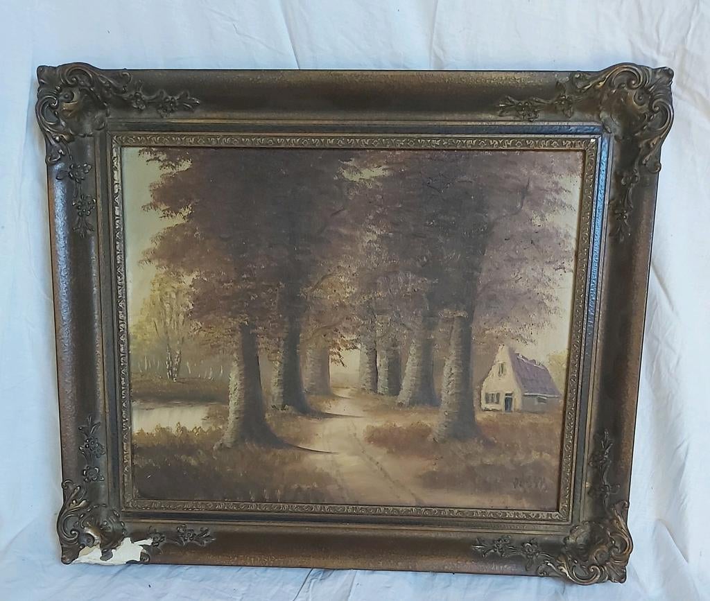 Kunstschilderij  bomenlaan., Antiek en Kunst, Kunst | Schilderijen | Klassiek, Ophalen