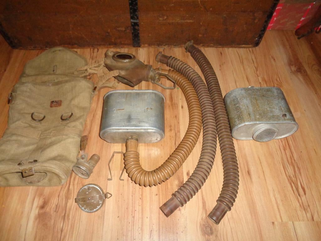 Gasmasker M1934 Belgisch leger uitgebreide set wo2 oorlogt, Verzenden