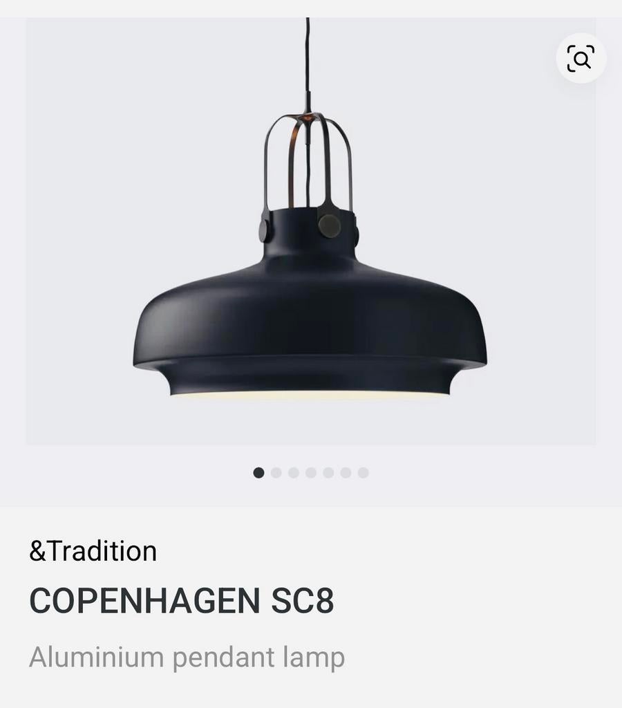 &Tradition Copenhagen SC8 mat zwart, Huis en Inrichting, Ophalen, 50 tot 75 cm, Design, Zo goed als nieuw