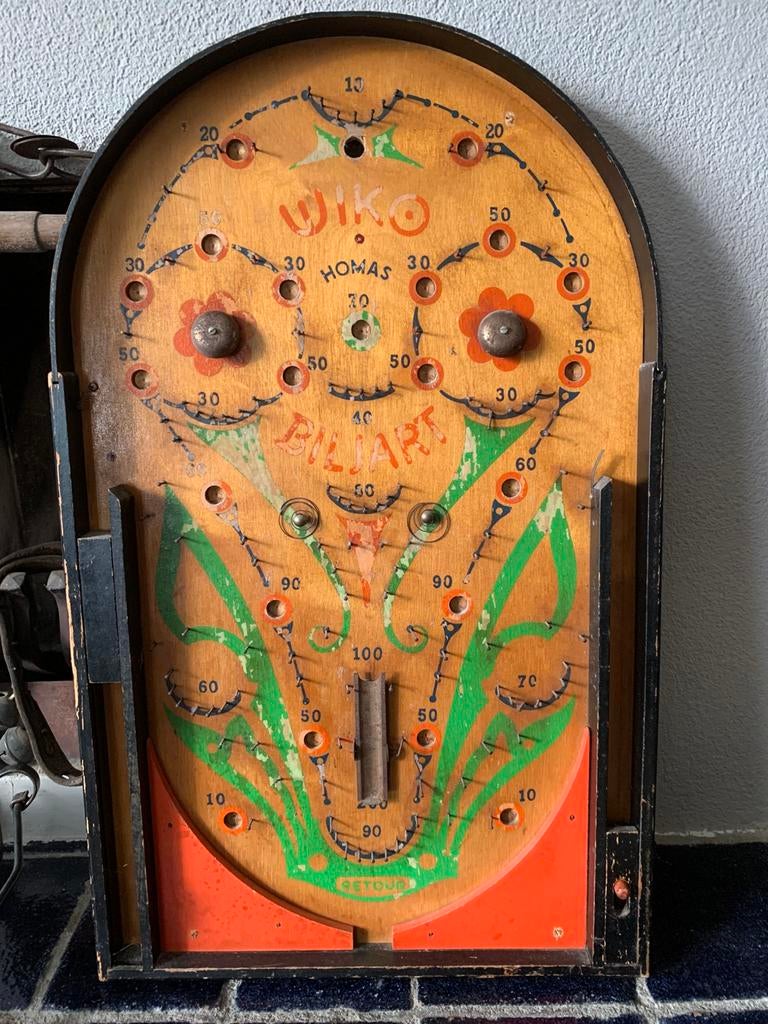 Vintage origineel knikkerspel Homas Wiko biljartspel, Ophalen