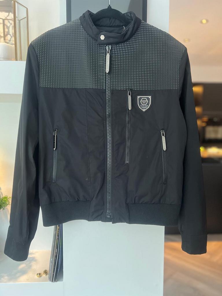 Philipp Plein Leren Jack Maat L, Ophalen of Verzenden, Zo goed als nieuw, Maat 52/54 (L), Zwart