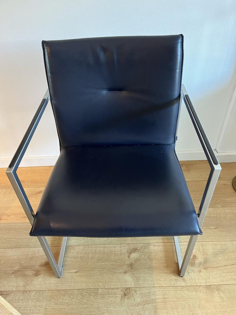 2 leren design eetkamerstoelen Arco Frame XL donkerblauw, Huis en Inrichting, Stoelen, Ophalen, Twee, Blauw, Design