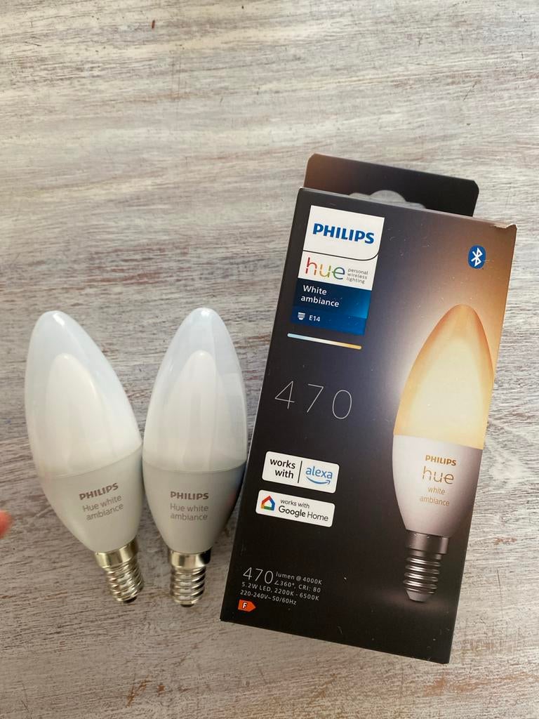 Drie Philips hue white ambiance e14 lampen, Huis en Inrichting, Lampen | Losse lampen, Led-lamp, Minder dan 30 watt, E14 (klein)