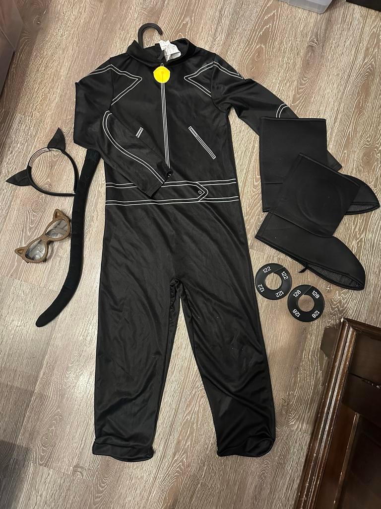 Miraculous Cat Noir kat Carnaval Kostuum maat 122-128, Kinderen en Baby's, Ophalen of Verzenden, Zo goed als nieuw, 122 t/m 128