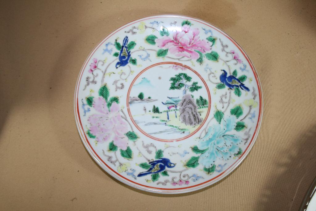 Antiek Japans hand geschilderd porseleinen bord, Ophalen of Verzenden