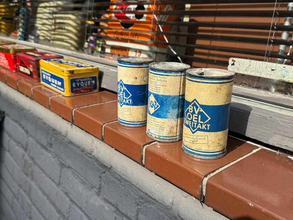 Vintage BV Oel Zweitakt blikken - olie blikje, Ophalen, Gebruikt, Gebruiksvoorwerp, .