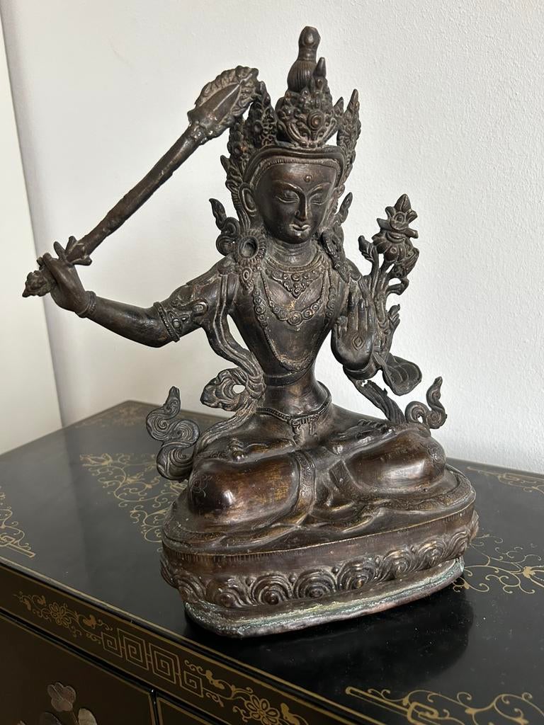 Bronzen Manjushri Bodhisattva, Ophalen of Verzenden, Zo goed als nieuw