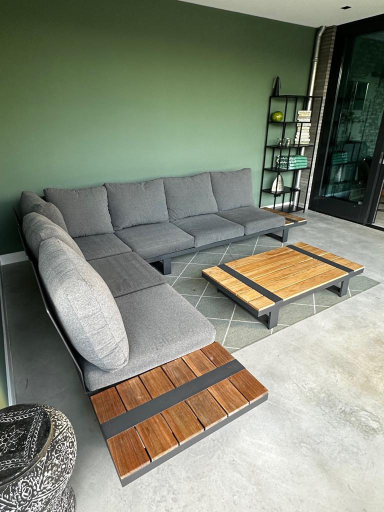 loungebank buiten, Tuin en Terras, Tuinsets en Loungesets, Ophalen, 6 zitplaatsen, Aluminium, Zo goed als nieuw