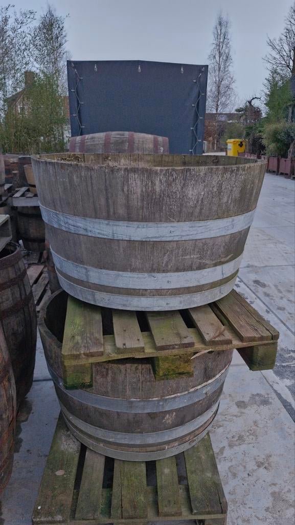 Opruiming: Eiken bloem bak  1 meter diameter wijnvat, Gebruikt, 100 cm of meer, Rond, Ophalen of Verzenden