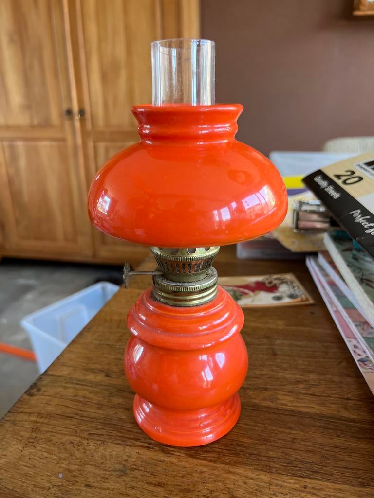 Oranje olielampje, Antiek en Kunst, Antiek | Lampen, Ophalen of Verzenden