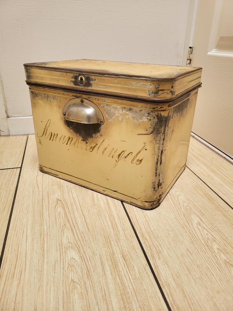 Antiek koekblik, bakkersblik, Amandelstengels., Minder dan 50 cm, Gebruikt, 50 tot 100 cm, Ophalen of Verzenden