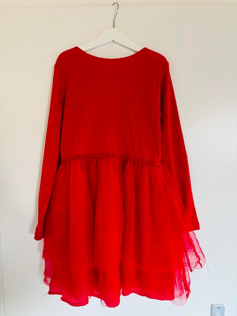H&M Rood Jurkje met Tule Rok - Maat 134/140, Ophalen of Verzenden, Zo goed als nieuw, Meisje