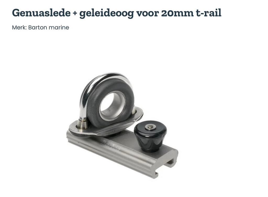 BARTON Geleide Oog voor 20mm T-rail - Genua Slede (NIEUW), Ophalen of Verzenden, Nieuw, Toebehoren