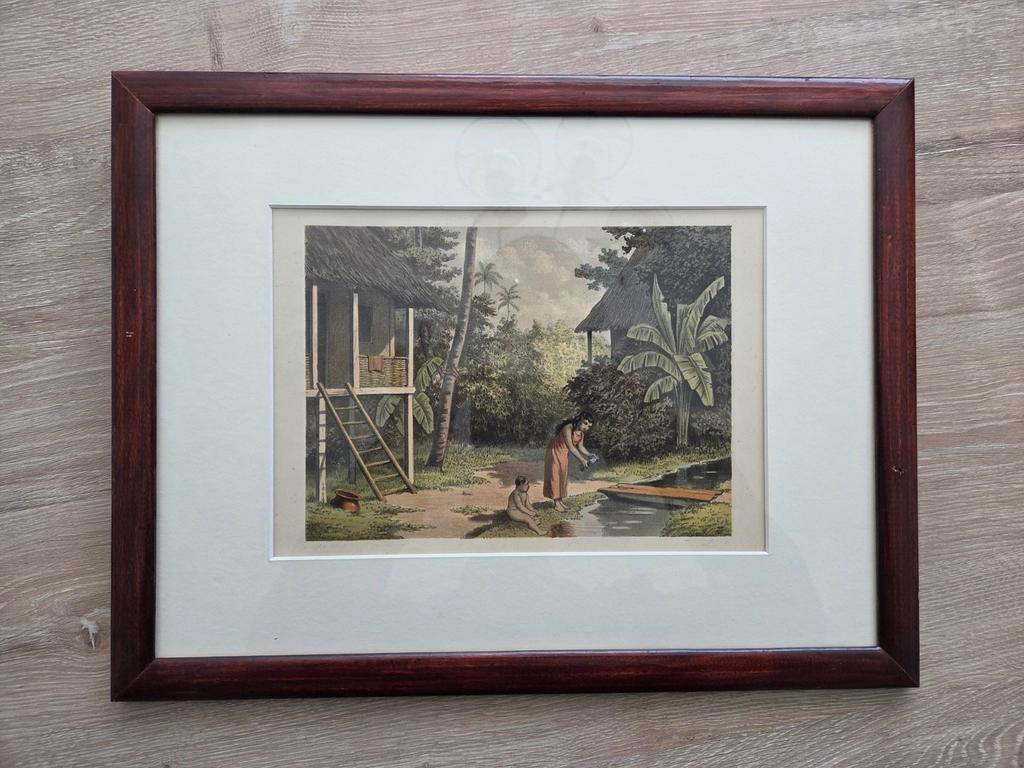 Aziatisch prent in lijst, Ophalen of Verzenden