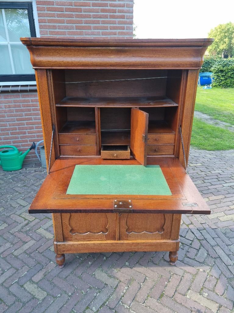 Prachtige Antieke Eiken Biedermeier Secretaire, Antiek en Kunst, Ophalen