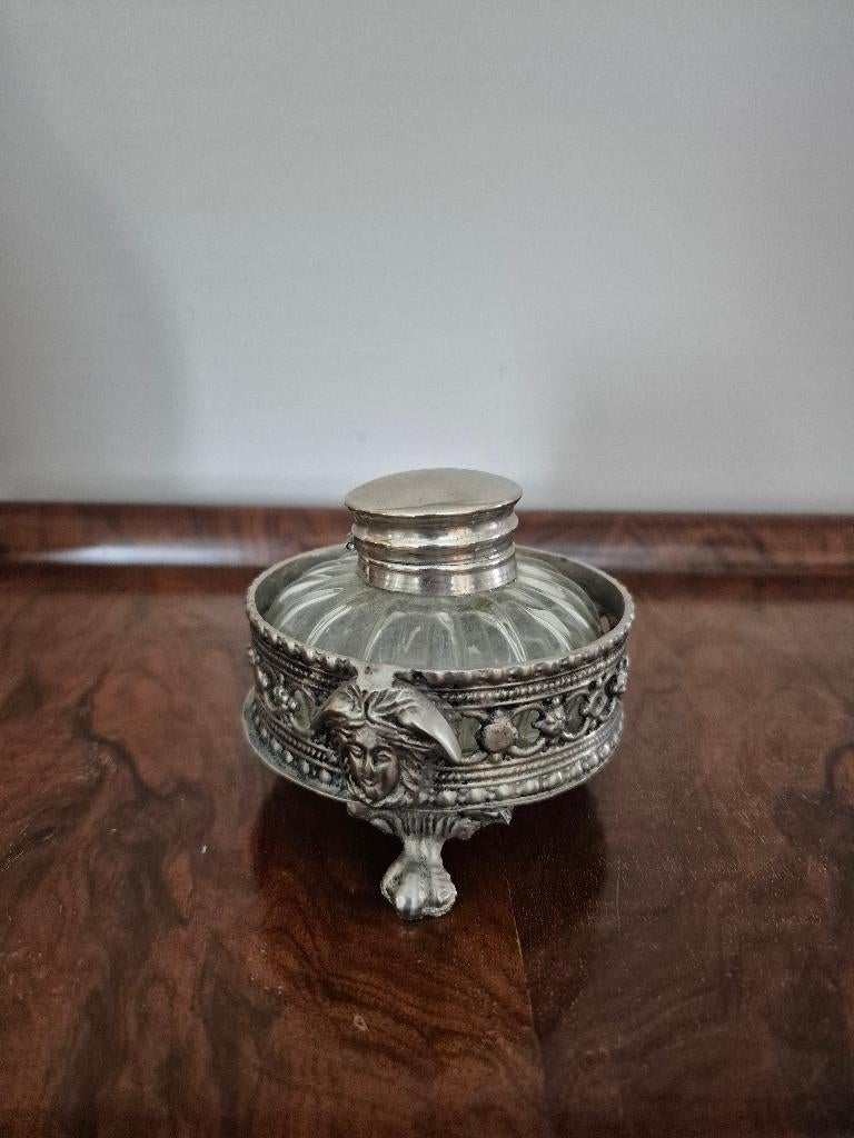Decoratieve zilverkleurige inktpot, Ophalen of Verzenden, Zo goed als nieuw