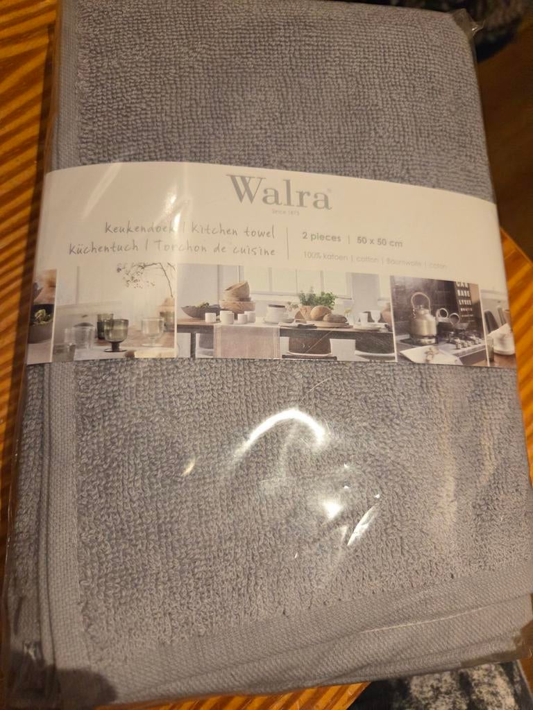 Walra keukendoeken, 2 stuks, 50x50 cm, Ophalen of Verzenden, Nieuw, Grijs, Theedoek of Handdoek
