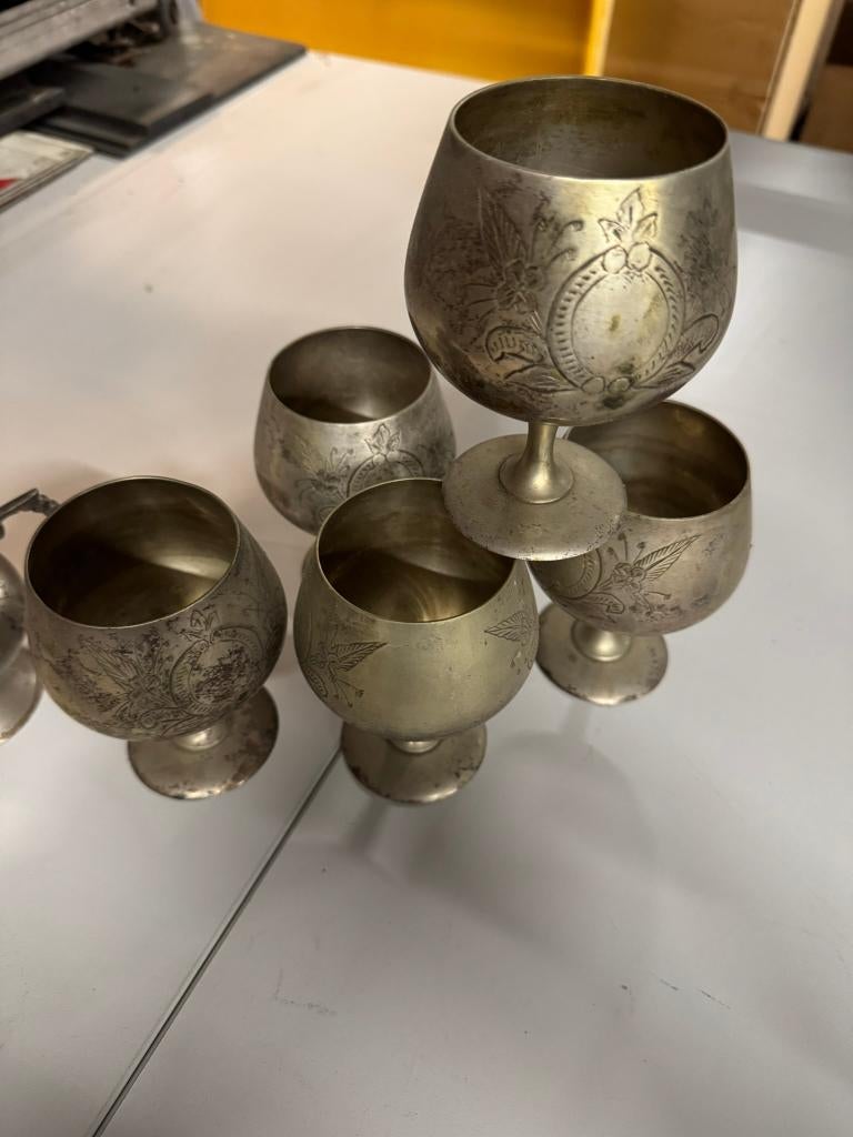 Verzilverde bekers Antiek Curiosa Pot, Ophalen of Verzenden