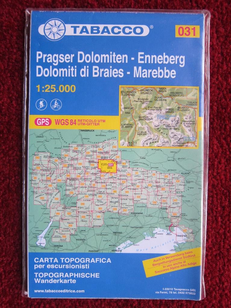 Tabacco Wanderkarte 031 Pragser Dolomiten - Enneberg, 2013, Boeken, Atlassen en Landkaarten, Verzenden, 2000 tot heden, Italië