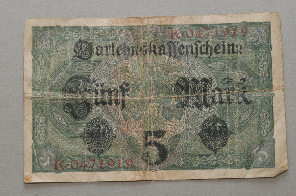 Darlehenskassenschein 5 Mark., Postzegels en Munten, Bankbiljetten | Europa | Niet-Eurobiljetten, Ophalen of Verzenden, Duitsland