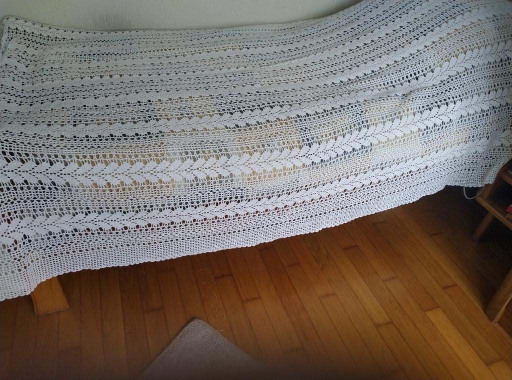 Gehaakt Katoenen Sprei, Gebruikt, Wit, Overige typen, Tweepersoons