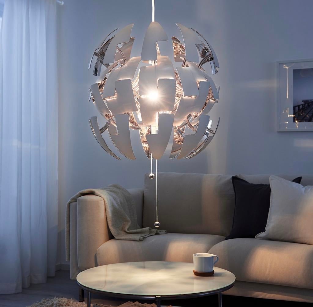 IKEA PS 2014 Hanglamp - Wit/Zilver, Veranderbare Vorm, Ophalen of Verzenden, Zo goed als nieuw, Metaal, Minder dan 50 cm