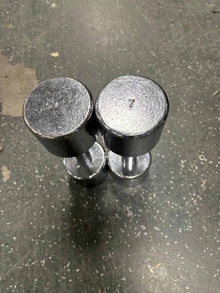 2 x 7 kg Chrome dumbbells dumbbell set gewichten, Dumbbell, Gebruikt, Chrome, Dumbbells