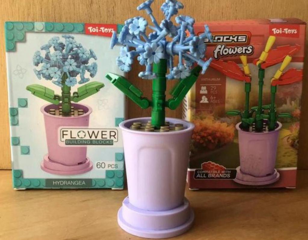 Mini blocks bloemen - anthurium & hortensia - ZGAN, Ophalen of Verzenden, Zo goed als nieuw, Overige merken